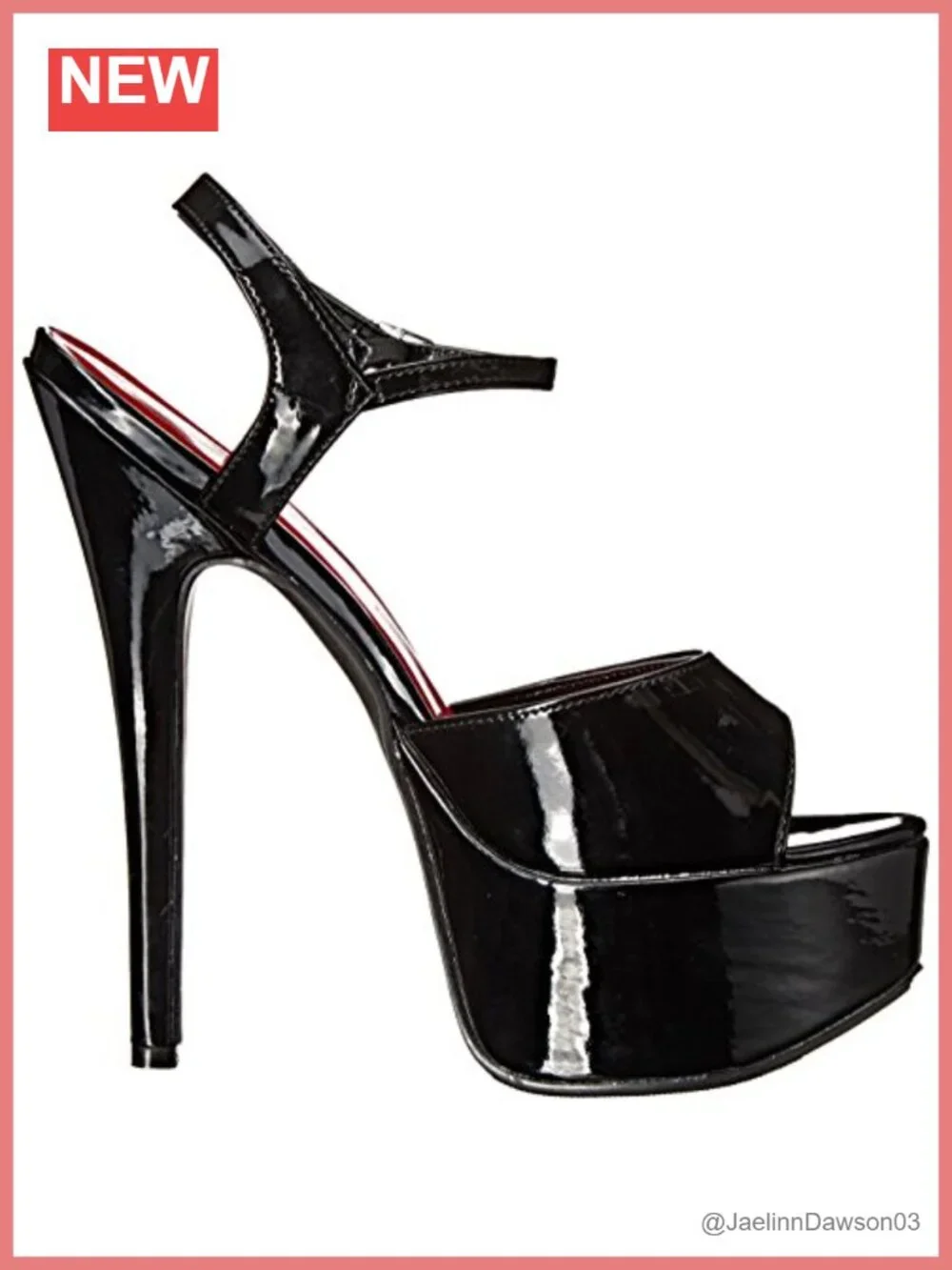 Women's Faux Patent Leather Platform Stiletto Heeled Sandals Ankle Strap